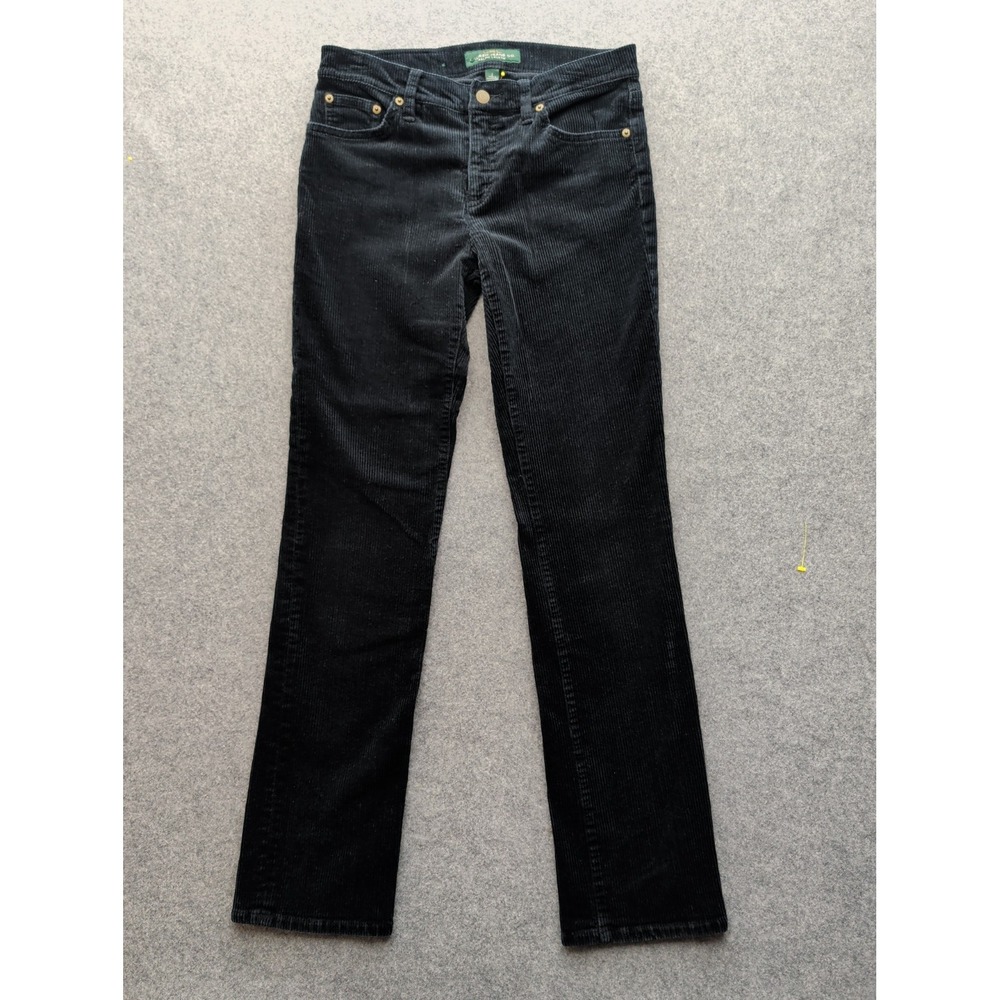 Lauren Ralph Lauren Black Corduroy Straight Leg Pants Womens Size 2 LRL Jeans Co